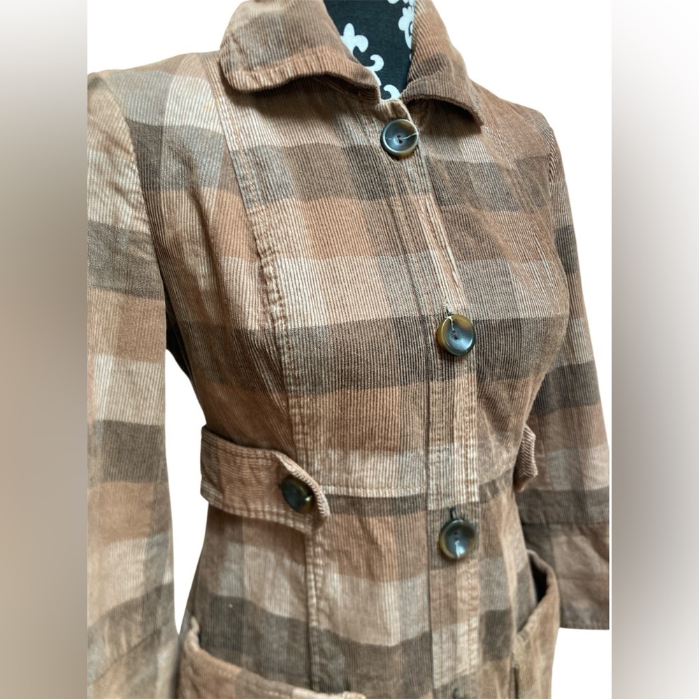 Calvin Klein‎ Vintage Y2K Corduroy Dress Coat Women's Size Small Bold Buttons